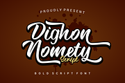 Dighon Nomety Font, a Script Font by Onotype (Thumbnail 1 of 5)