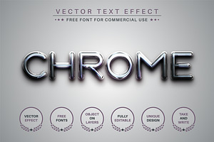 Chrome Plastic Editable Text Effect