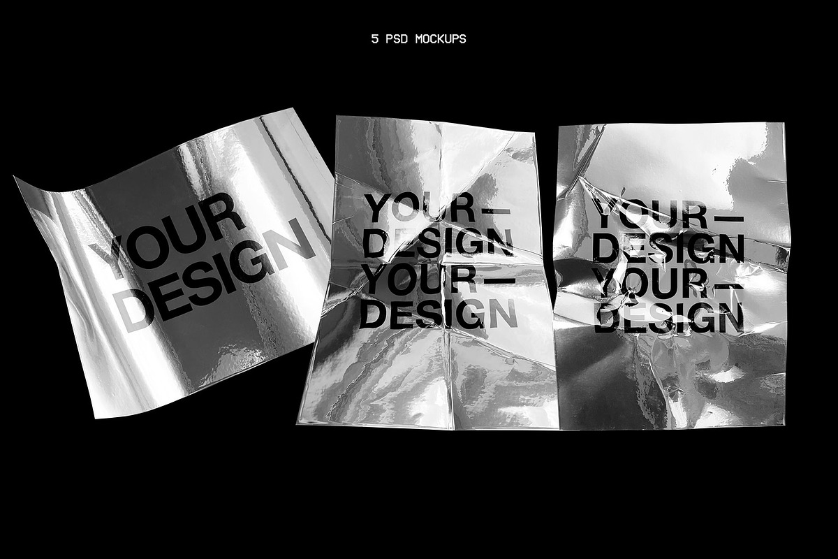 Silver Paper Textures + 5 Mockups, a Texture Graphic by Marie T (Photo 8 of 17)