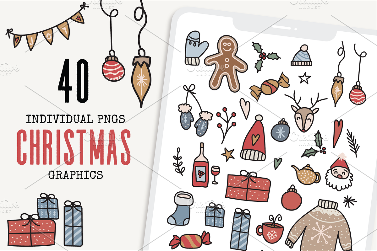 Christmas Digital Planner Stickers, an Illustration by The Bumble Box (Photo 1 of 2)