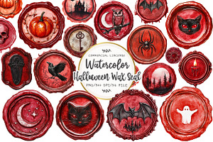 Halloween Red Wax Seal Stamp Clipart, an Illustration by OK Design