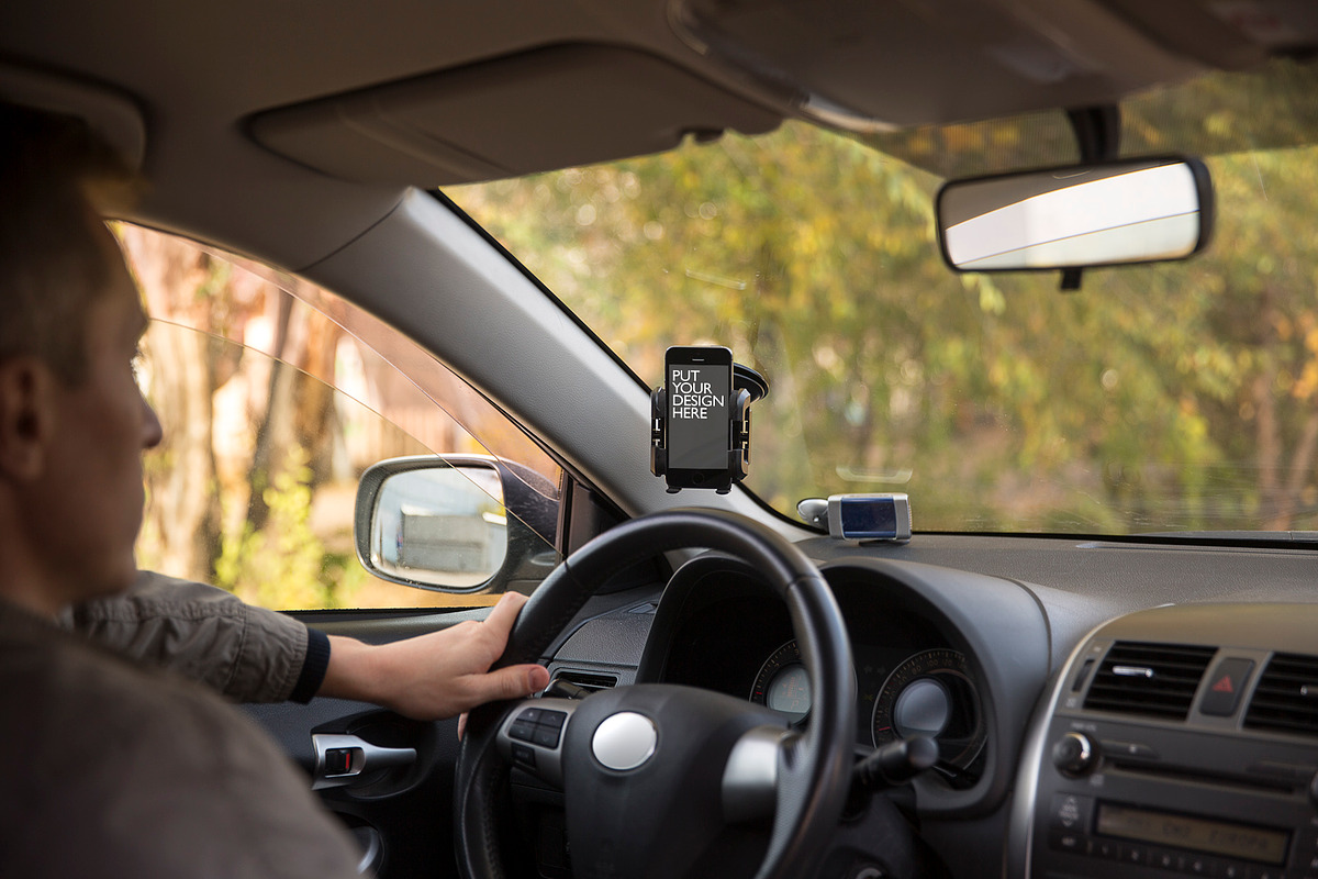 10 Car Phone Holder Mockups, an iPhone Mockup by UI Kitchen (Photo 8 of 11)