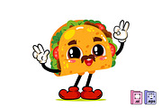 Hand Drawn Taco Cartoon Character, a Food Illustration by MISS CHATZ (Thumbnail 1 of 3)