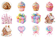 Watercolor Pastel Candyland Clipart, an Illustration by CitraGraphics (Thumbnail 4 of 5)