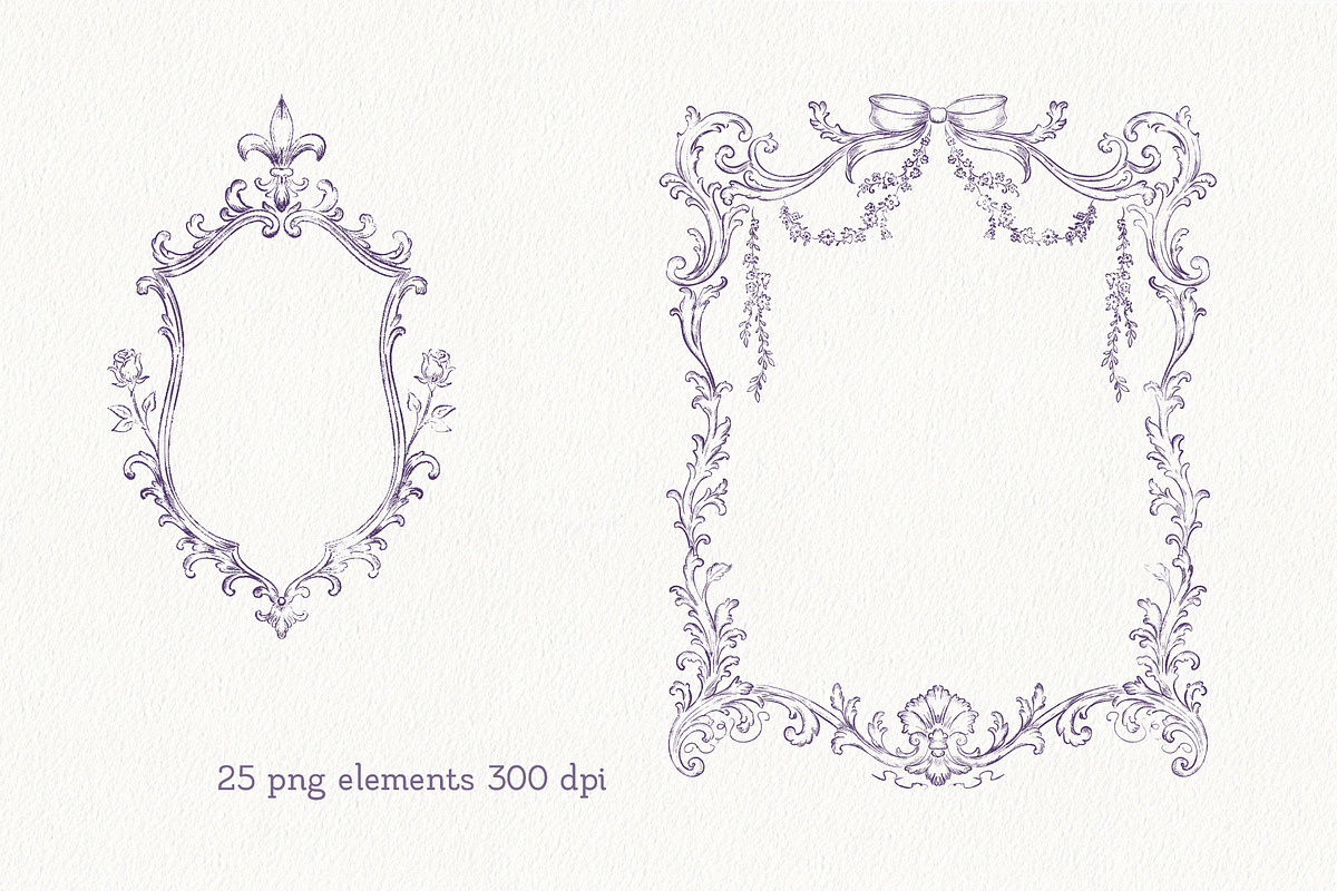 Plum Vintage Baroque Wedding Set, a Seasonal Illustration by AlenaVlasko stock Market (Photo 5 of 8)