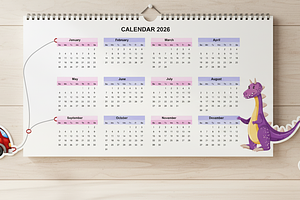 2026 Kids Calendar | Printable, a Wallpaper Photo by DigitalsDesigns
