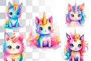 Magic Rainbow Caticorns Watercolor, an Animal Illustration by Loony Dream Designs (Thumbnail 2 of 4)