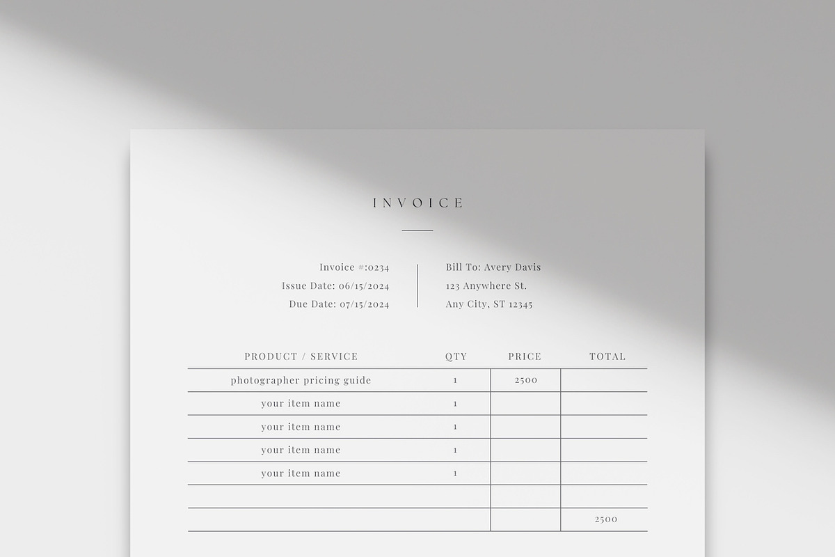 Photographer Invoice Template, a Stationery Template by roselindoco (Photo 1 of 2)