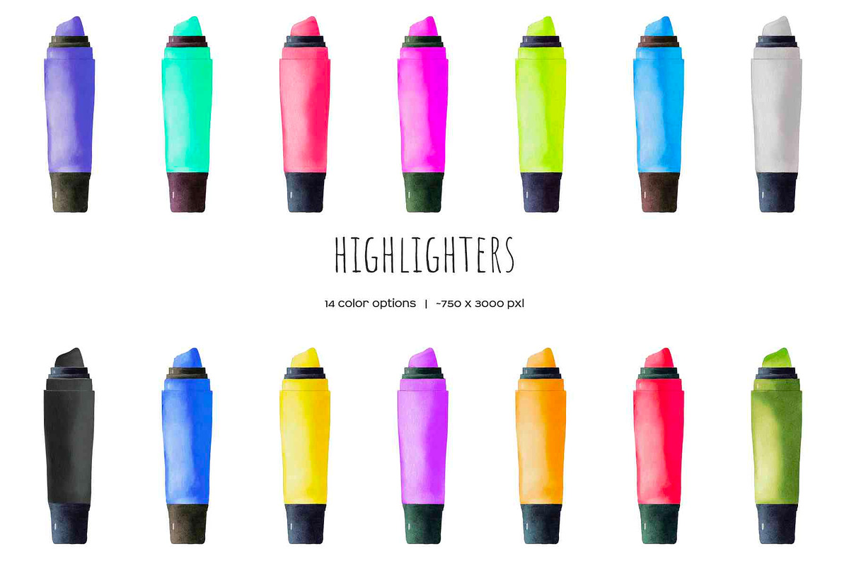 Colored highlighters clipart 14 PNG, an Object Illustration by Art and Funny (Photo 2 of 3)