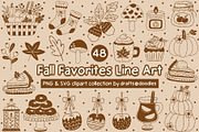 Fall Favorites Line Art SVG Bundle, a Seasonal Illustration by Drafts n Doodles (Thumbnail 1 of 3)