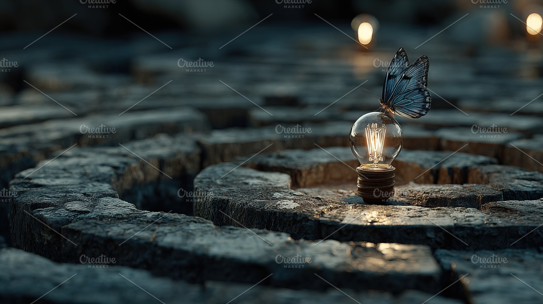 Butterfly on Light Bulb in Maze, a Business Photo by Ales Munt