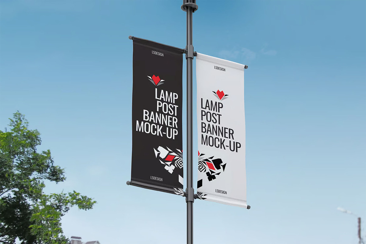 Lamp Post Banner Mock-Up, an Advertising Mockup by DesignRushMarket (Photo 2 of 5)