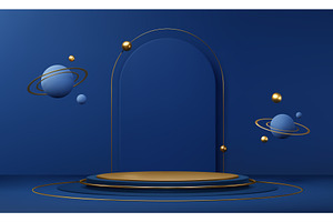 3d blue circular podium stage, a Decorative Illustration by Buch&Bee