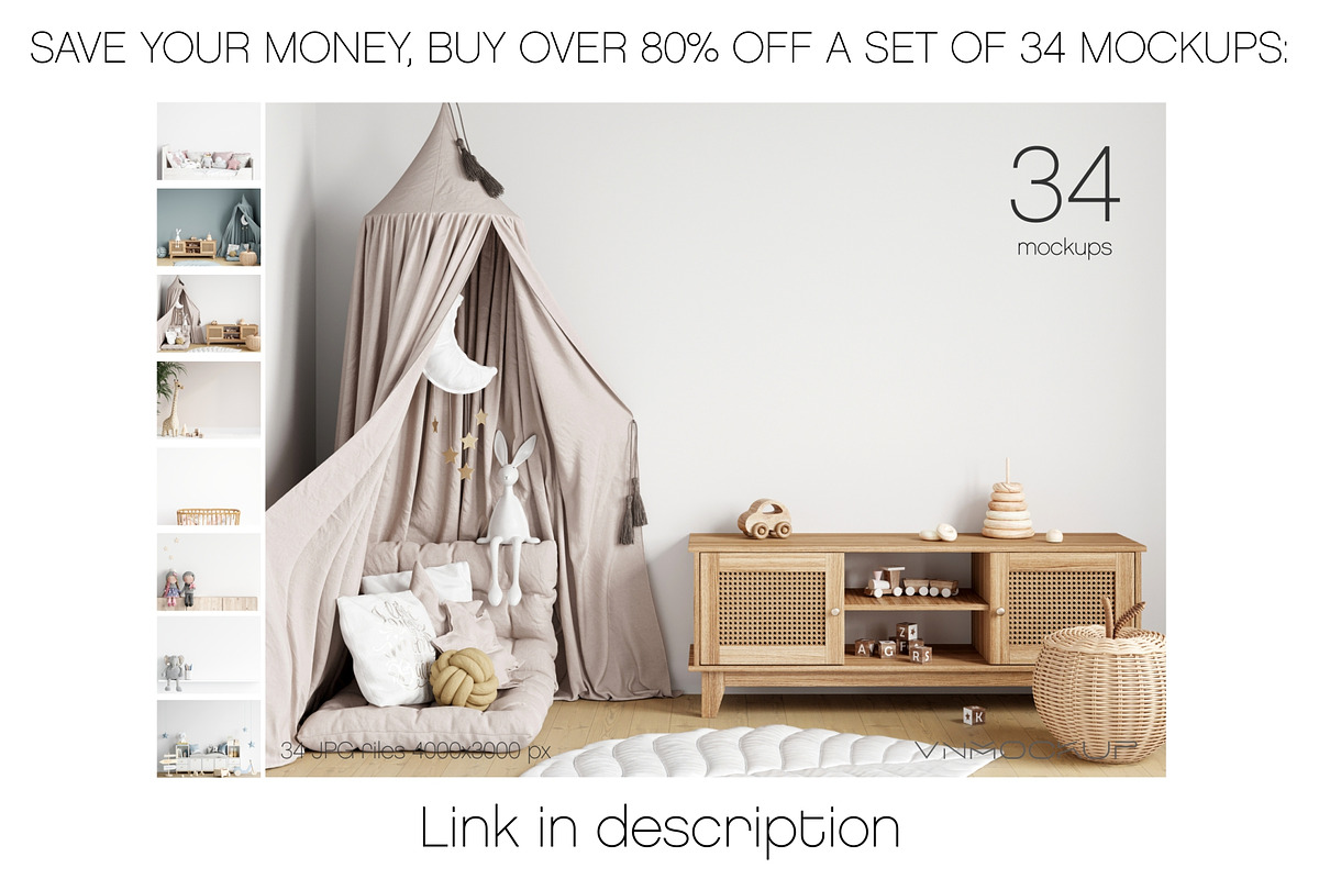 Kids room wall mockup, JPG (i00261), a Mockup by VNmockup (Photo 4 of 5)