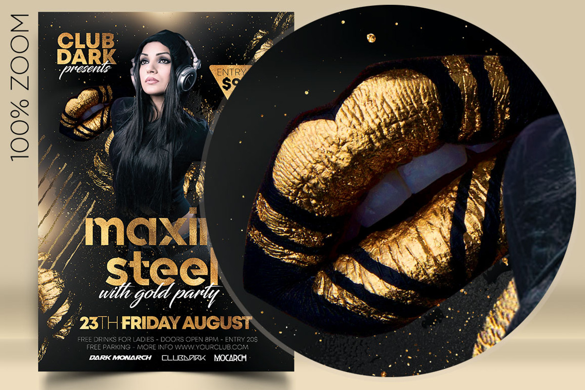 A4 Guest Dj Flyer with Gold Party, a Flyer Template by darkmonarch (Photo 2 of 3)