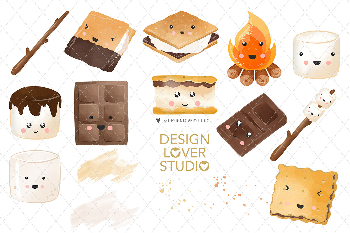 Cute Smores design, a Food Illustration by designloverstudio (Photo 3 of 3)
