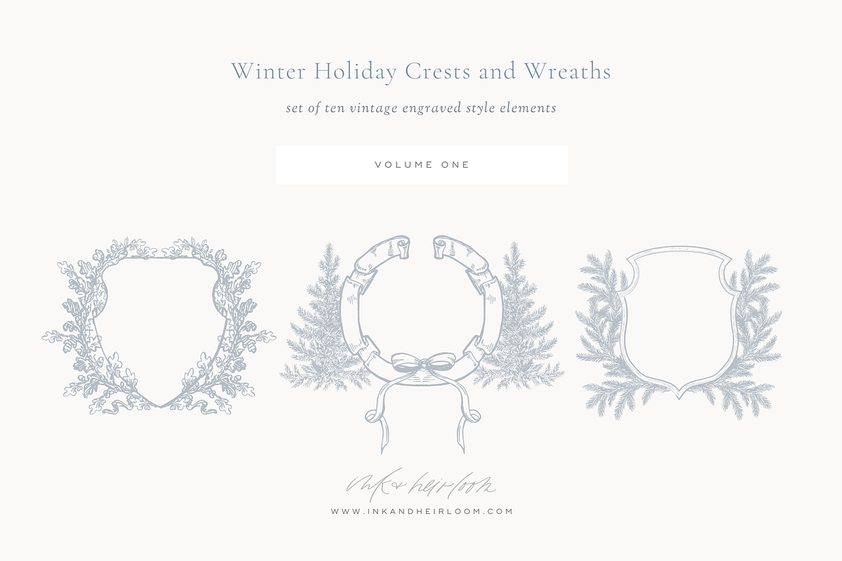 Winter Holiday Crests & Wreaths, an Illustration by Loren Schmidt Studio (Photo 1 of 4)