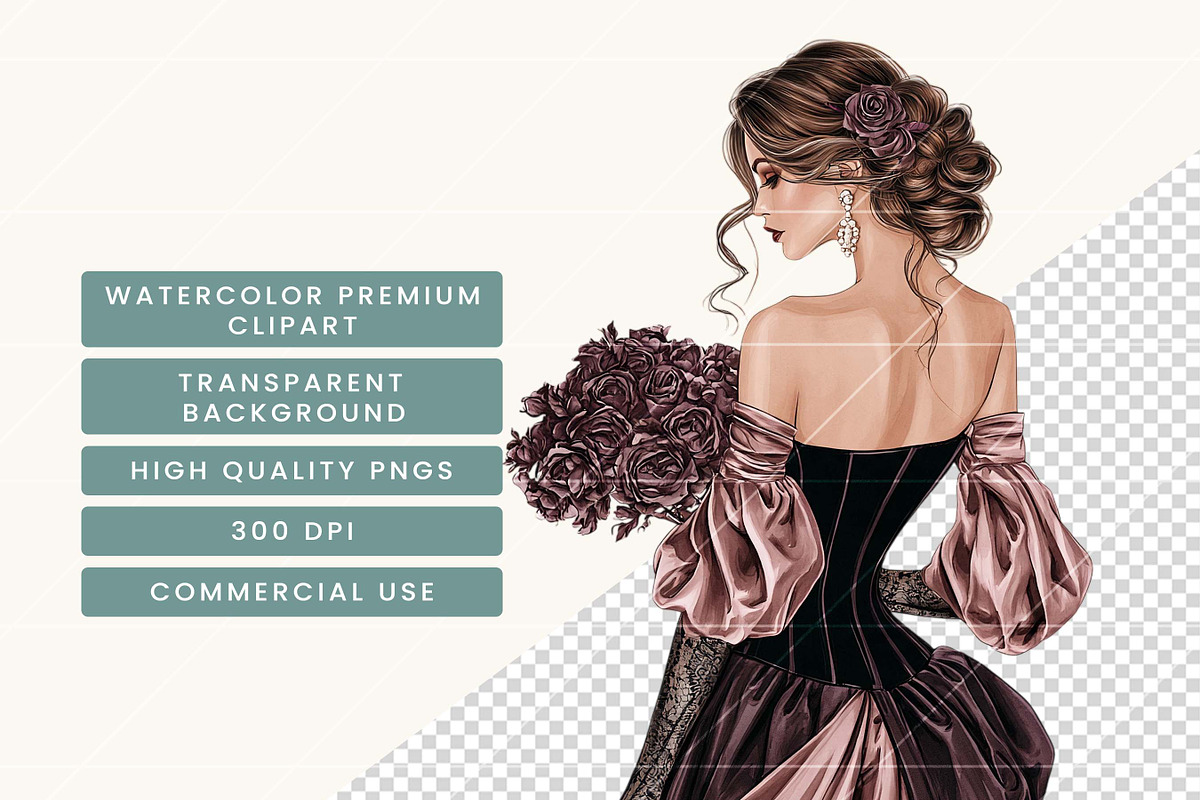Goth Coquette Ribbon Bow Clipart, a Decorative Illustration by BusyDaydesign (Photo 7 of 9)