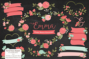Mint & Coral Floral Heart Vectors, an Illustration by Amanda Ilkov (Thumbnail 2 of 5)