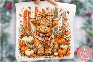 Fall Highland Cow Autumn PNG, a Seasonal Illustration by Rose Art