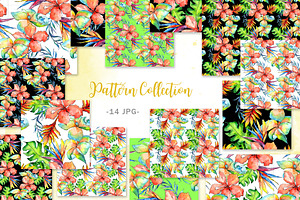 Tropical Plant PNG Watercolor Set