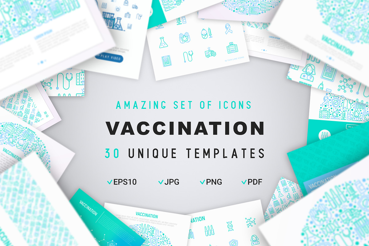 Vaccination Icons Set | Concept, an Outline Icon by Alex Blogoodf (Photo 2 of 12)