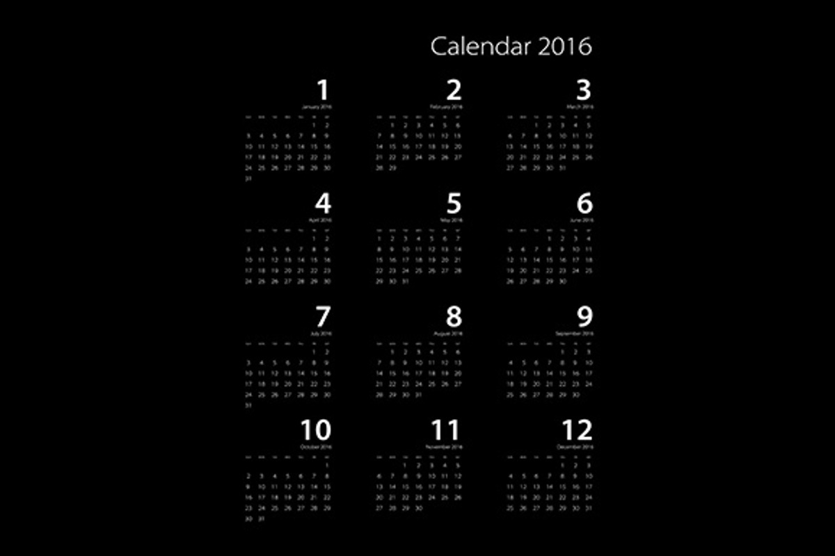 Calendar 2016 black & white, a Stationery Template by Rommeo79 (Photo 1 of 2)