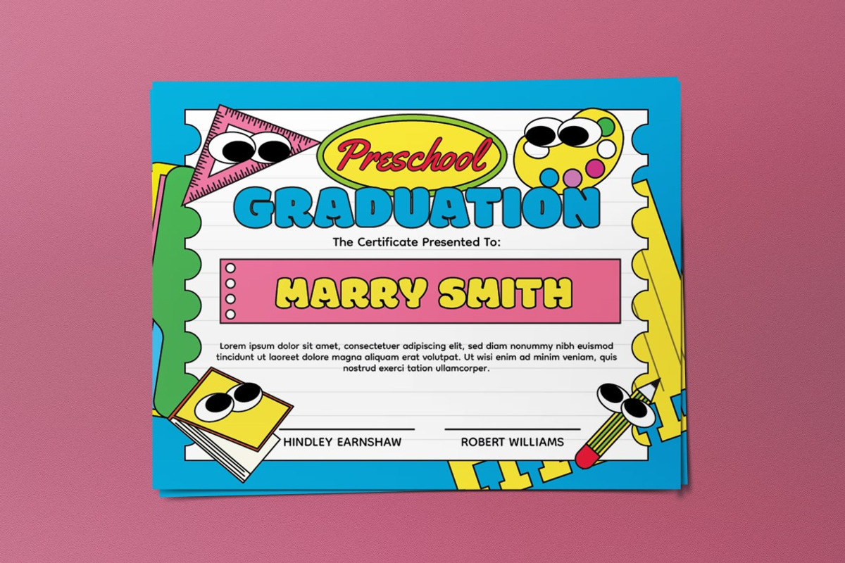 Preschool Graduation Certificate, a Print Template by graphicook (Photo 3 of 3)