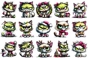 Christmas Grumpy Cat Clipart, an Illustration by Pixels.Craft (Thumbnail 5 of 6)