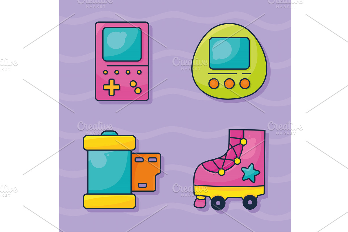 90s style modern icons, an Object Illustration by studiogstock