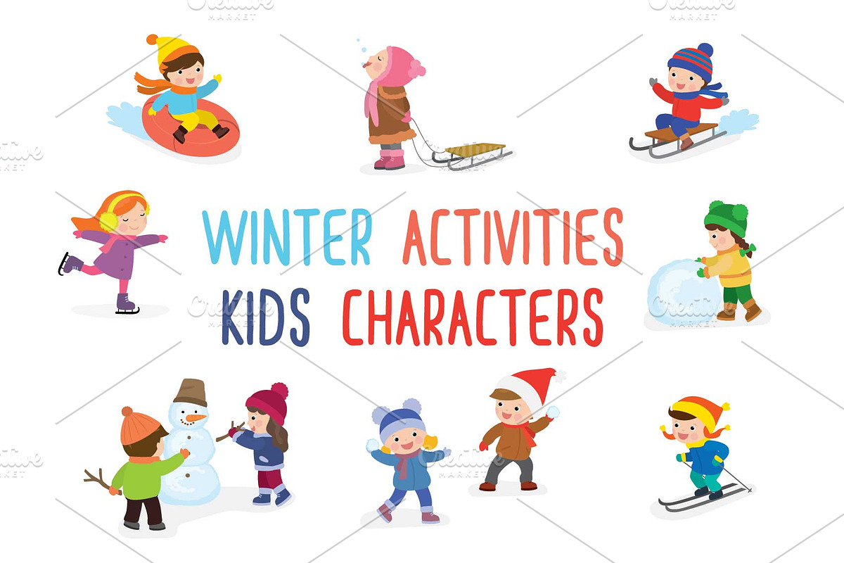 Happy Kids, Winter Activities., an Education Illustration by naum_studio
