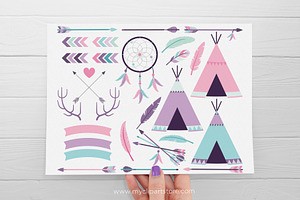 Tribal Elements Vector Clipart, Girl