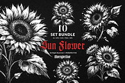 10 Bundle Dark Art Sun Flower, an Illustration by Morspective (Thumbnail 1 of 7)