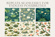 8 Frog Seamless Patterns, a Pattern Graphic by Inknfolly (Thumbnail 2 of 6)