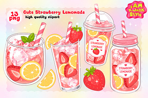 Cute Strawberry Lemonade Clipart