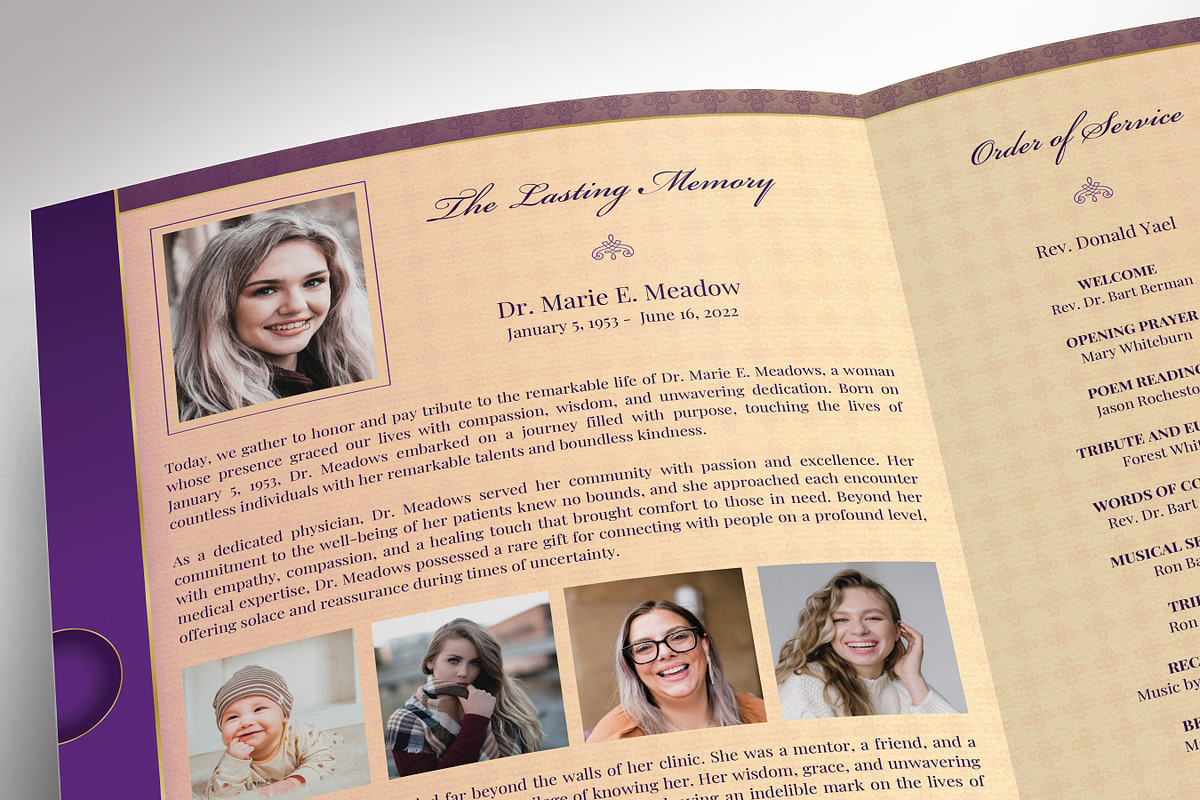 Purple Loving Tabloid Funeral Progra, a Brochure Template by Godserv Designs (Photo 8 of 10)