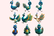 Peacock Clipart PNG Bundle, a Graphic by M9 Design (Thumbnail 2 of 9)