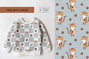 Tiger and cookies, a Pattern Graphic by Olena Kuznietsova (Thumbnail 1 of 8)