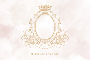 Royal Crest with Floral Accents