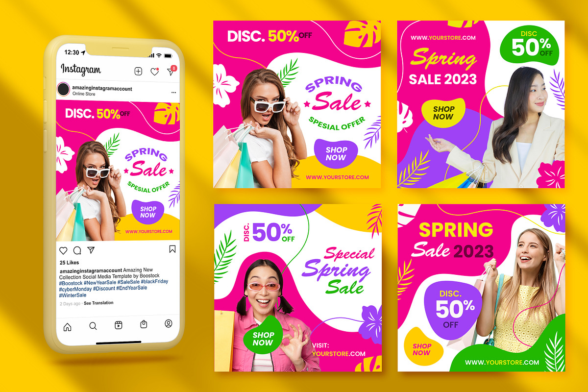 Spring Sale Social Media Template, a Social Media Template by Boostock