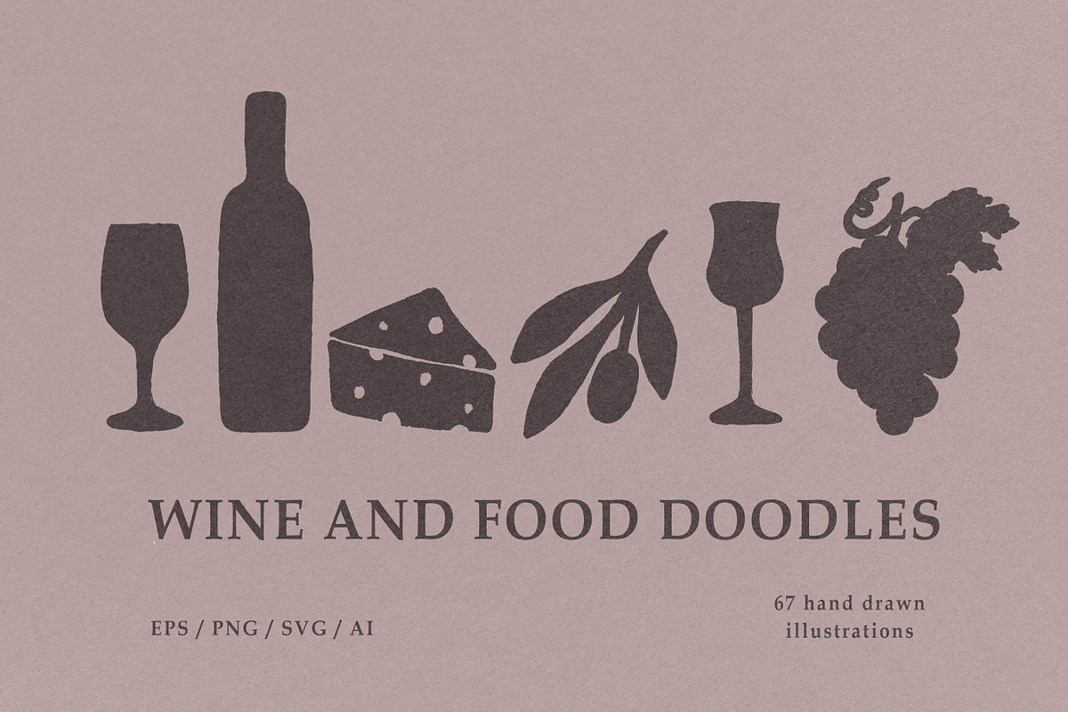 Wine and Food Doodles illustrations, a Food Illustration by RaDavCrafts (Photo 1 of 10)