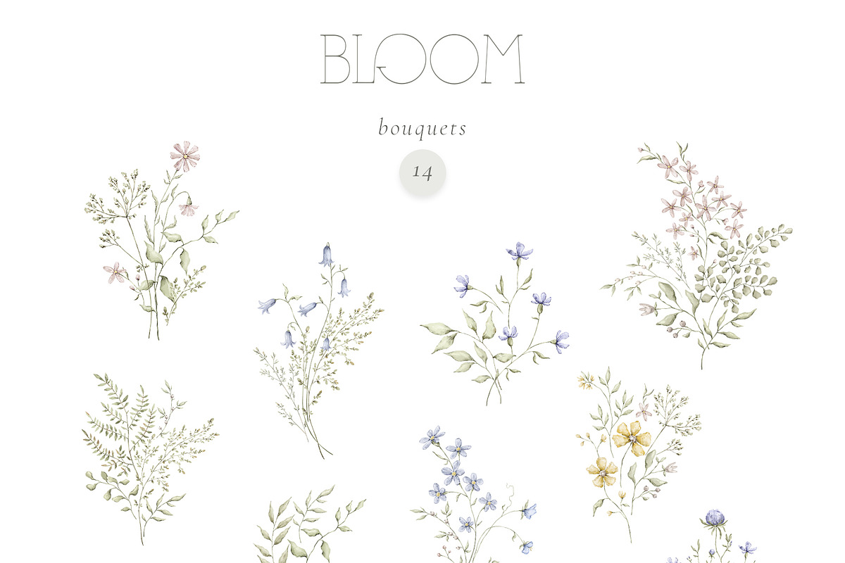 BLOOM Watercolor floral collection, a Decorative Illustration by Kreker Kate (Photo 2 of 9)