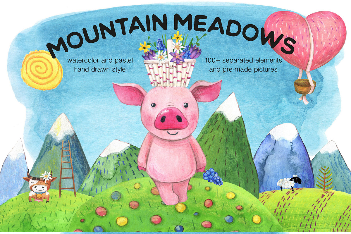 Mountain Meadows - watercolor set, an Object Graphic by Satika (Photo 1 of 15)