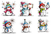 New Year Snowman Clipart Bundle, an Illustration by Craft Nest (Thumbnail 2 of 9)
