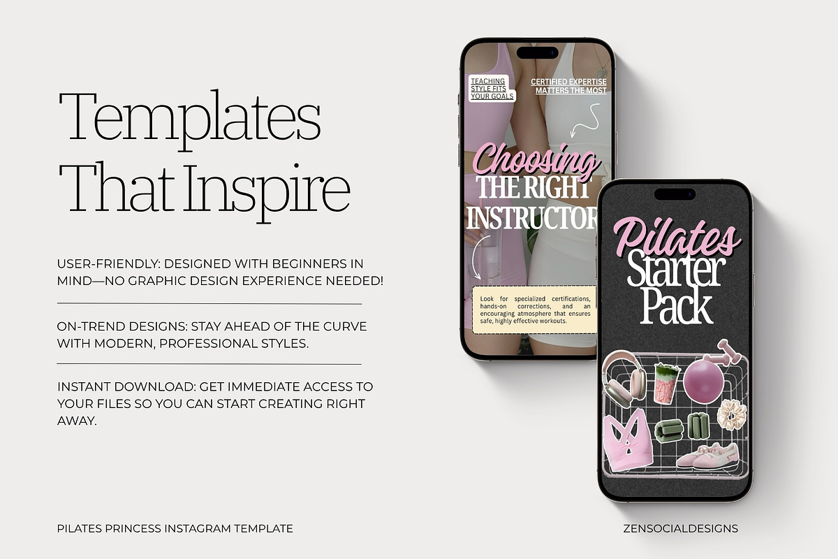 Pilates Instagram Templates, a Social Media Template by ZenSocialDesigns (Photo 7 of 9)