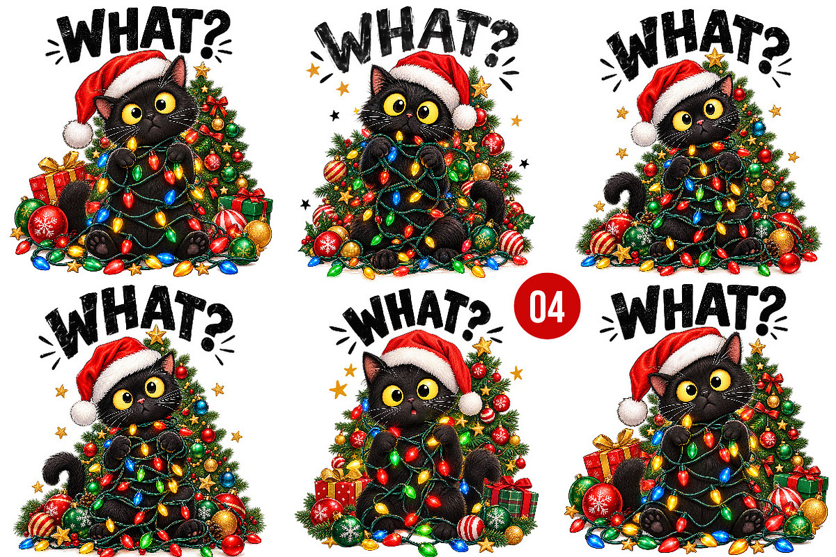 Funny Black Cat Christmas PNG, a Work Illustration by SinaCreation (Photo 1 of 6)
