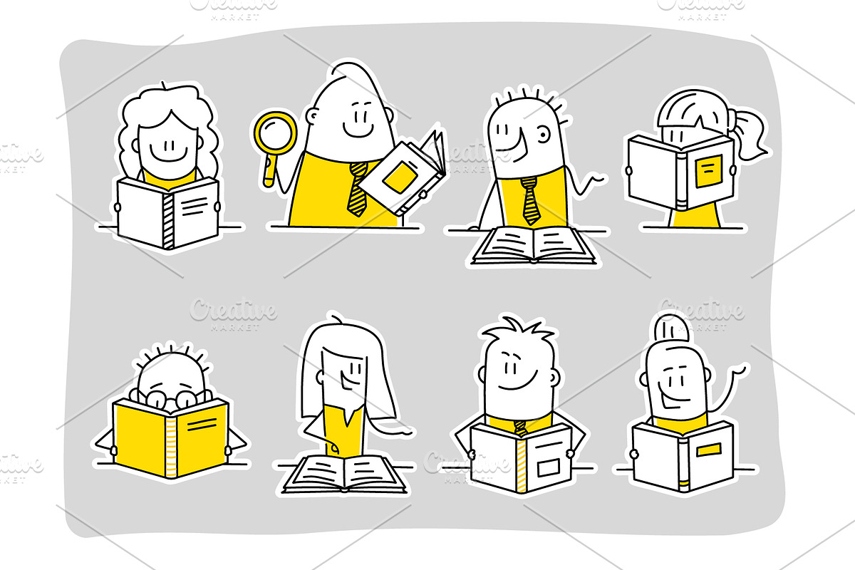 Stick Figures Reading, an Education Illustration by Anna Semenchenko (Photo 3 of 4)