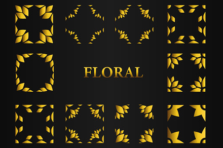golden floral frame v11