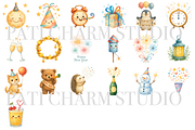 19 New Year Watercolor Clipart, a Decorative Illustration by Pati Charm Studio (Thumbnail 2 of 8)