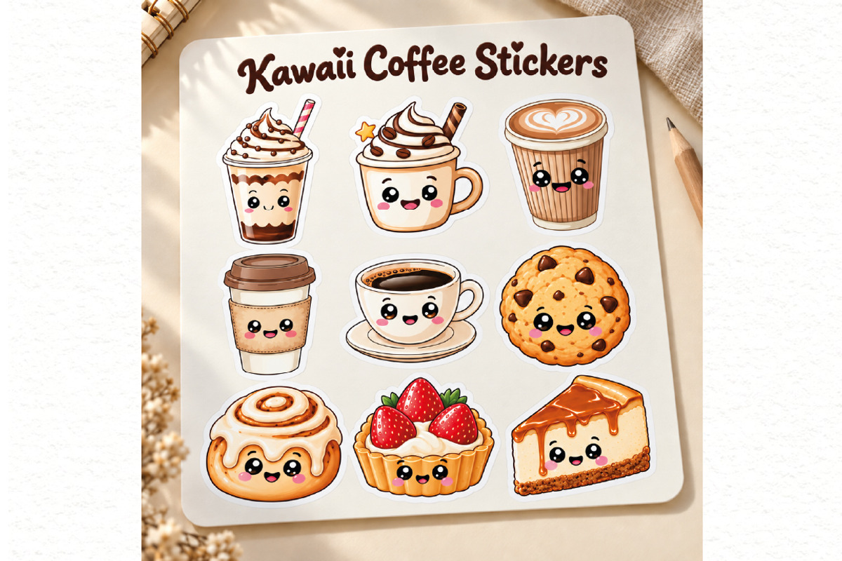 Kawaii Coffee and Bakery Clipart, a Food Illustration by Villa 11 Estudio (Photo 8 of 8)